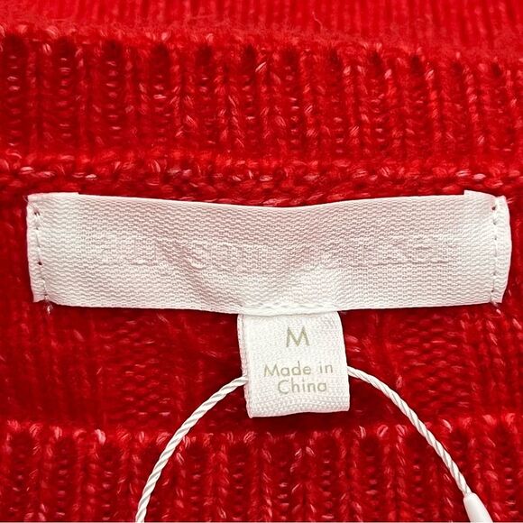 Adyson Parker Red Cable Knit Sequin Striped NWT Sweater Size Medium - Picture 12 of 13